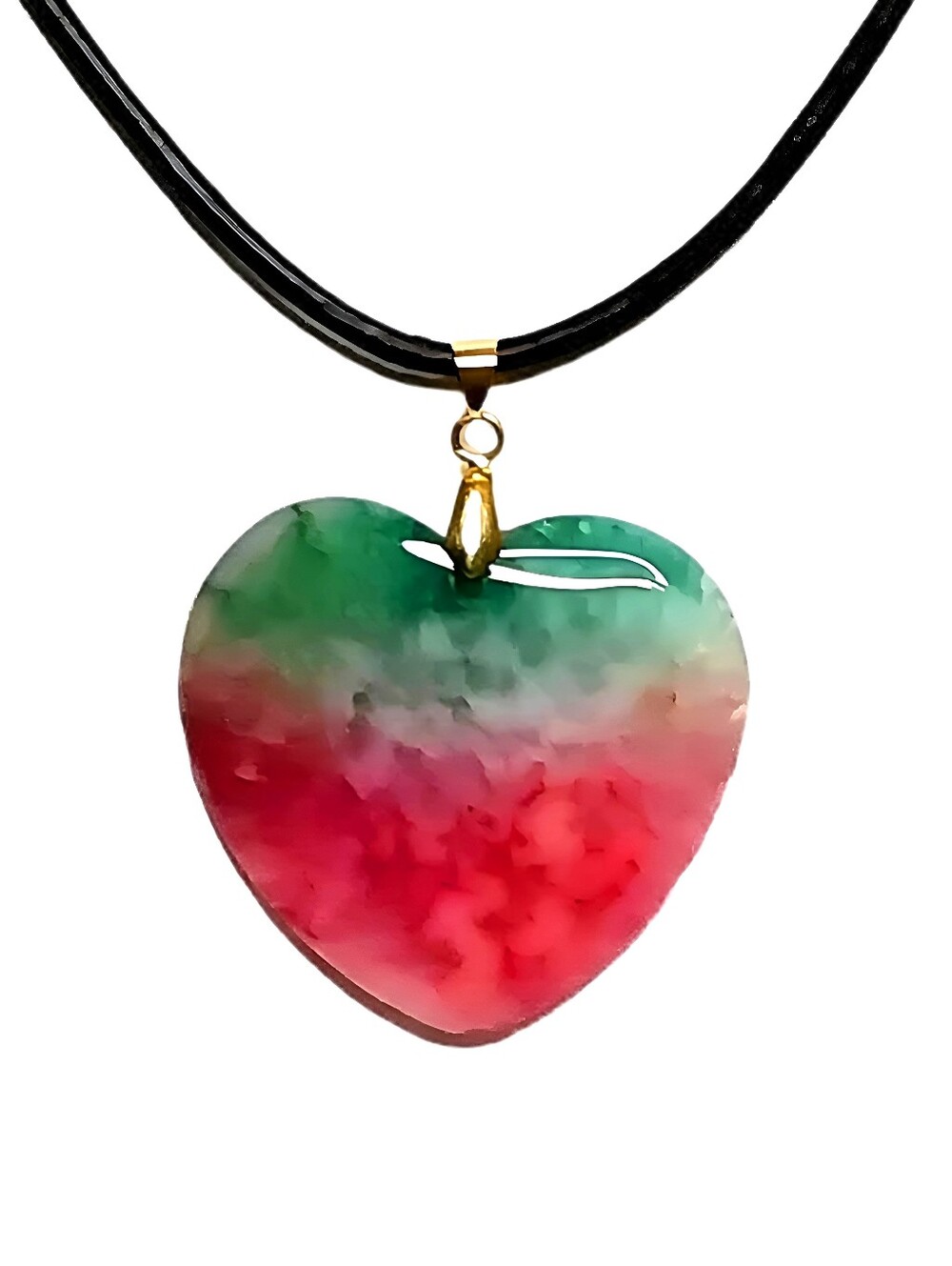 Heart-Shaped Pink and Green Druzy Agate Pendant Leather Cord Necklace Boho Gift